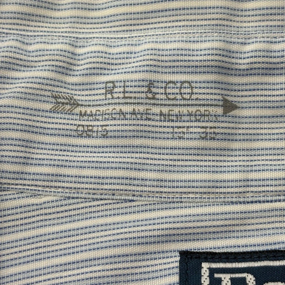 Vtg Polo Ralph Lauren Estate Custom Fit Blue Striped Shirt‎ Mens XXL Long Sleeve
